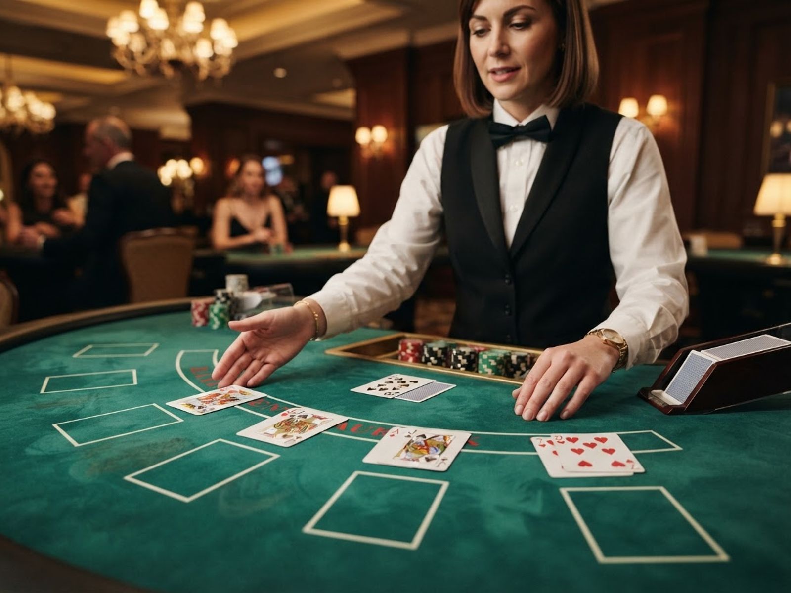 Table de blackjack en direct avec cartes