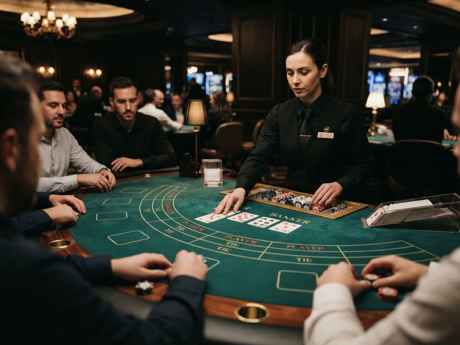 Table de baccarat en direct avec cartes
