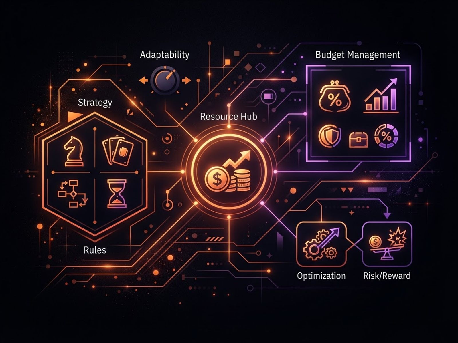 Conseils de jeu sur écran avec icônes stratégiques