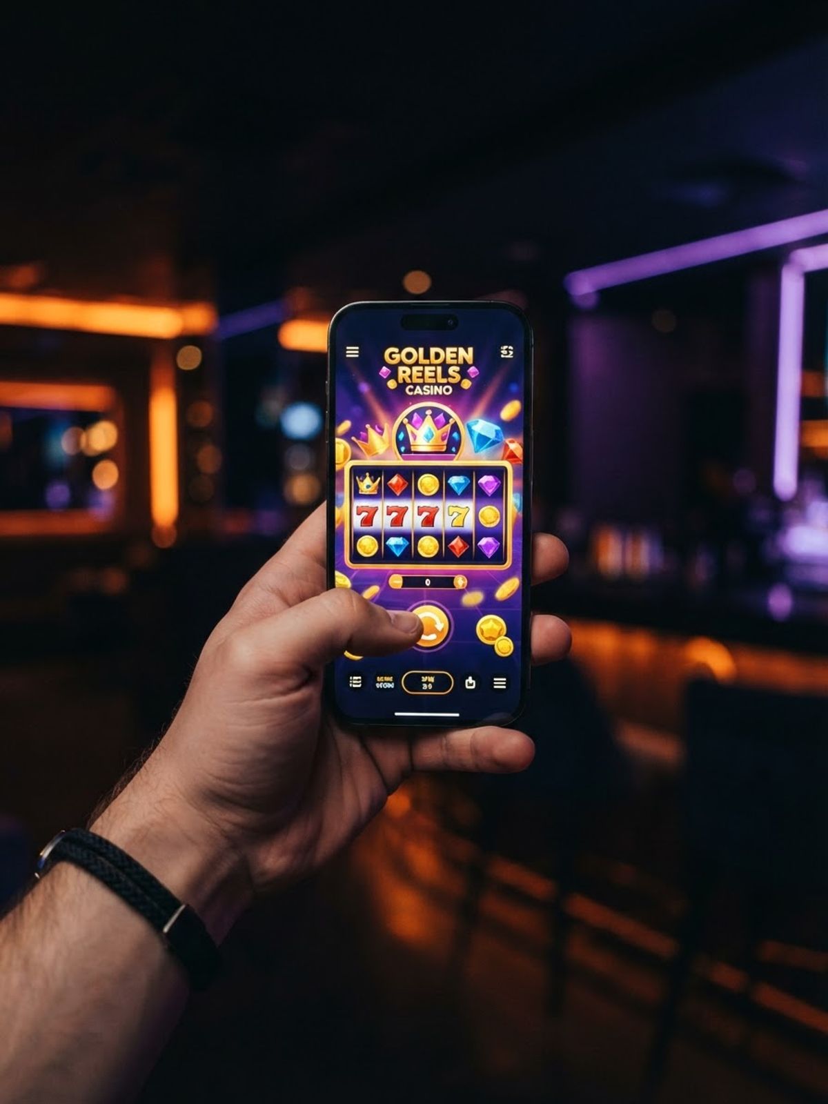 Application de casino sur smartphone en main